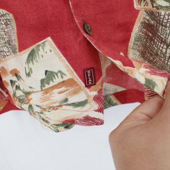 Tommy Bahama Hawaiian Shirt Mens Large Linen camp loop collar postcard floral - Picture 7 of 14